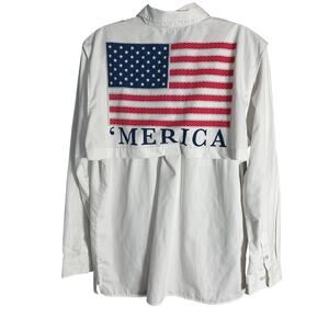 Jadelynn Brooke "Merica" Fishing Shirt Patriotic‎ USA Deer Vented Performance M